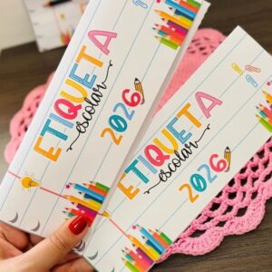 Envelope para etiqueta escolar 2026 - Arquivo Digital