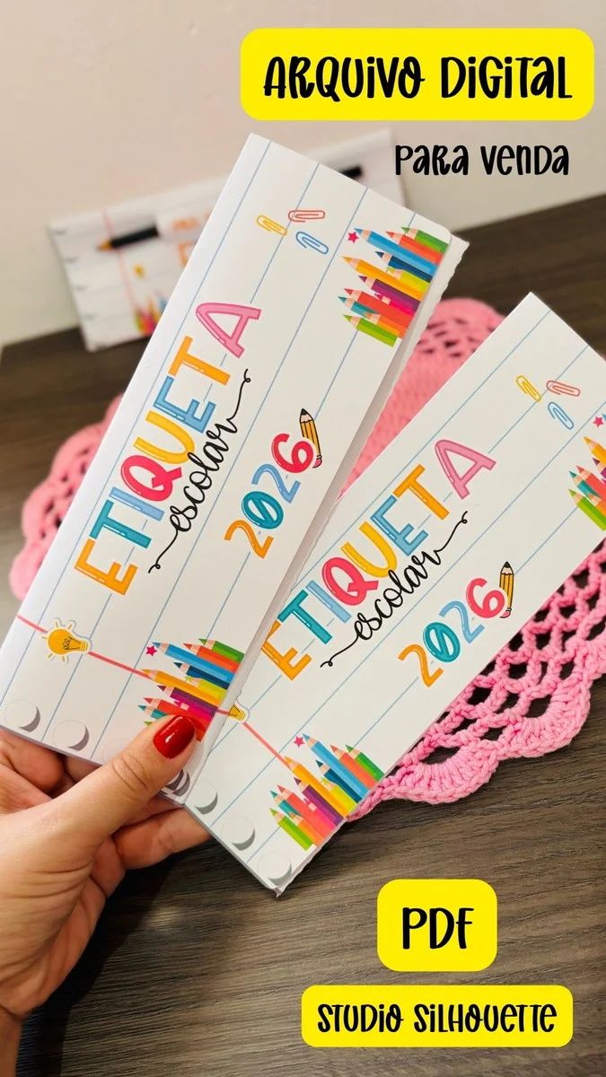 Envelope para etiqueta escolar 2026 - Arquivo Digital