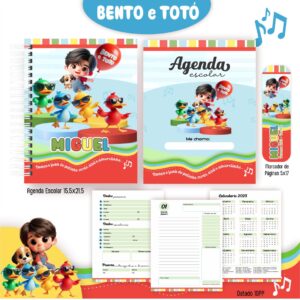 Arquivo Digital Agenda Escolar Bento e Totó 2025 – Kit Completo e Colorido