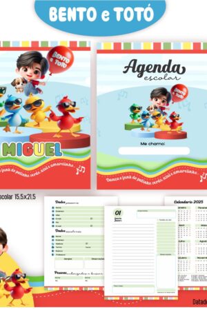 Arquivo Digital Agenda Escolar Bento e Totó 2025 – Kit Completo e Colorido
