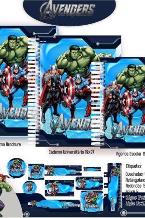 Arquivo Digital Kit Escolar Avengers (Vingadores) - Capas e Etiquetas - Envio Imediato