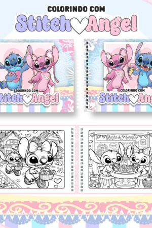Arquivo Digital Livro de Colorir Stitch e Angel 2026