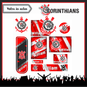 Arquivo Digital Etiquetas Escolares Corinthians - Formato PDF e Studio