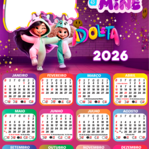 Calendário 2026 Kysha e Mine PNG Arte Digital