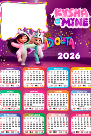 Calendário 2026 Kysha e Mine PNG Arte Digital