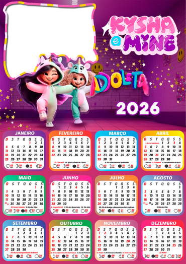 Calendário 2026 Kysha e Mine PNG Arte Digital