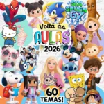 Kit Digital Etiquetas Escolares PNG – Volta às Aulas 2026 (60 Temas)