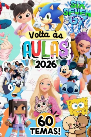 Kit Digital Etiquetas Escolares PNG – Volta às Aulas 2026 (60 Temas)