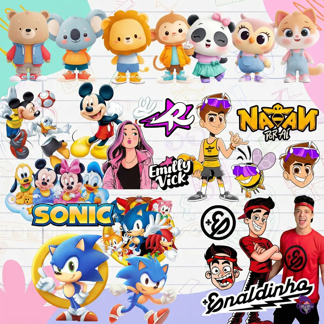 Kit Digital Etiquetas Escolares PNG – Volta às Aulas 2026 (60 Temas) - Imagem 5