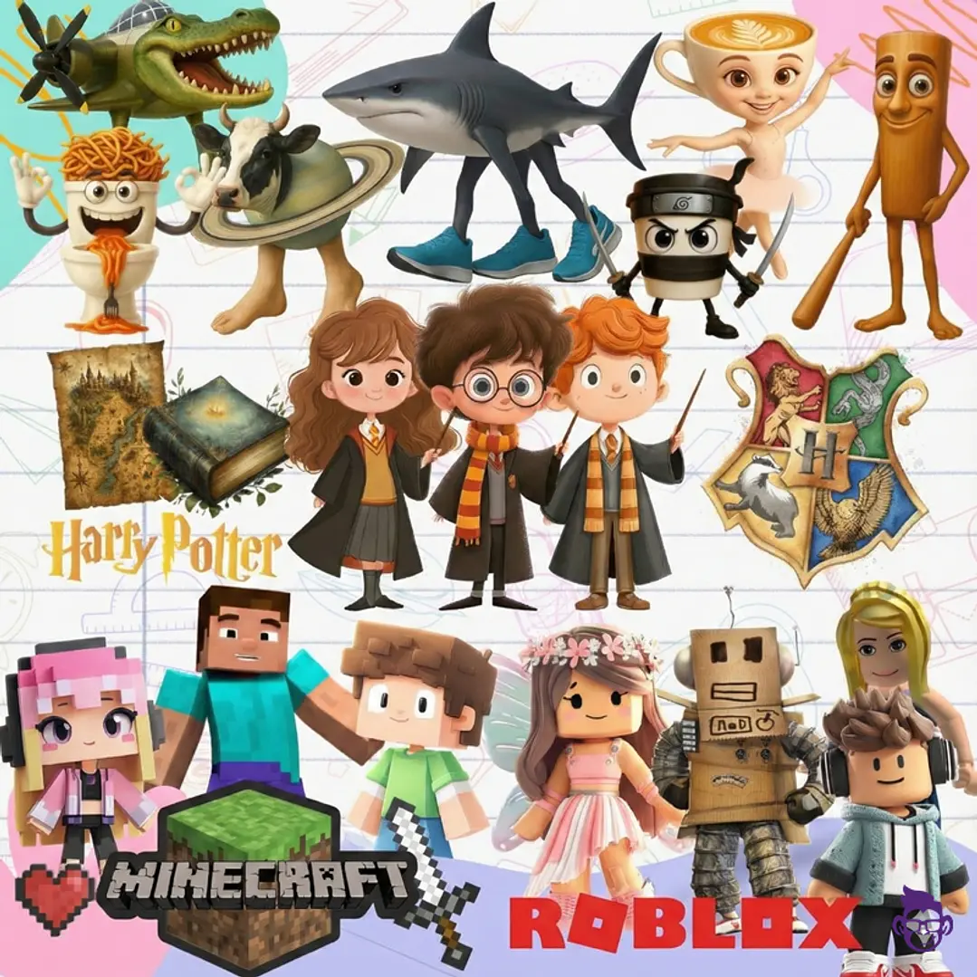 Kit Digital Etiquetas Escolares PNG – Volta às Aulas 2026 (60 Temas) - Imagem 4