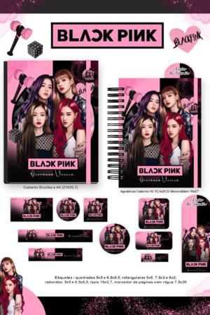 Arquivo Encadernação Escolar 2026 Black Pink