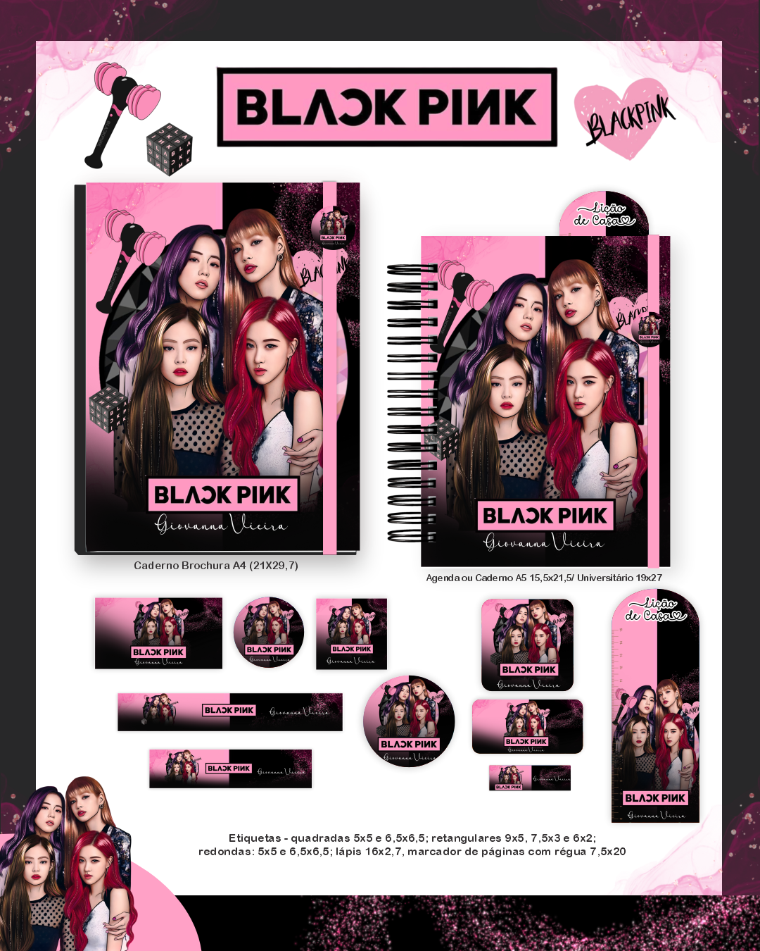 Arquivo Encadernação Escolar 2026 Black Pink