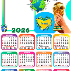 Calendário 2026 A Taça é Nossa Copa do Mundo PNG Arte Digital