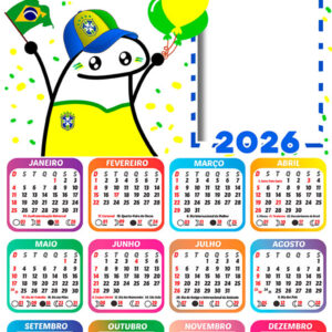 Calendário 2026 Copa do Mundo Bentô PNG Arte Digital
