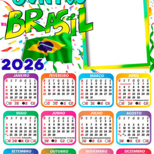 Calendário 2026 Estamos Junto Brasil Copa do Mundo Arte Digital