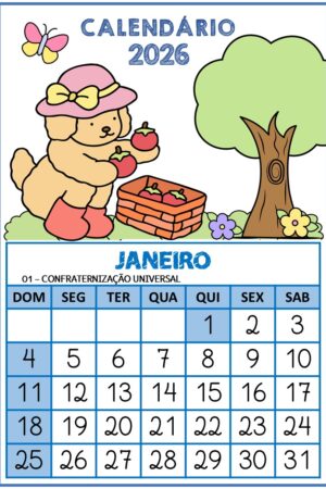 Calendário 2026 – Boobie Goods uma folha por Mes com Feriado