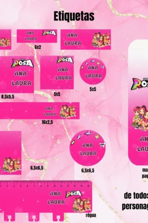 Arquivo Digital Etiquetas Escolares dos Rosa + Régua e Marca Página