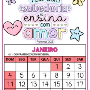Calendário 2026 com frases bíblicas para imprimir PDF