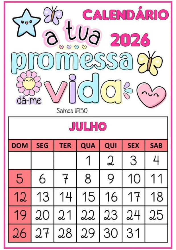 Calendário 2026 com frases bíblicas para imprimir PDF - Imagem 4