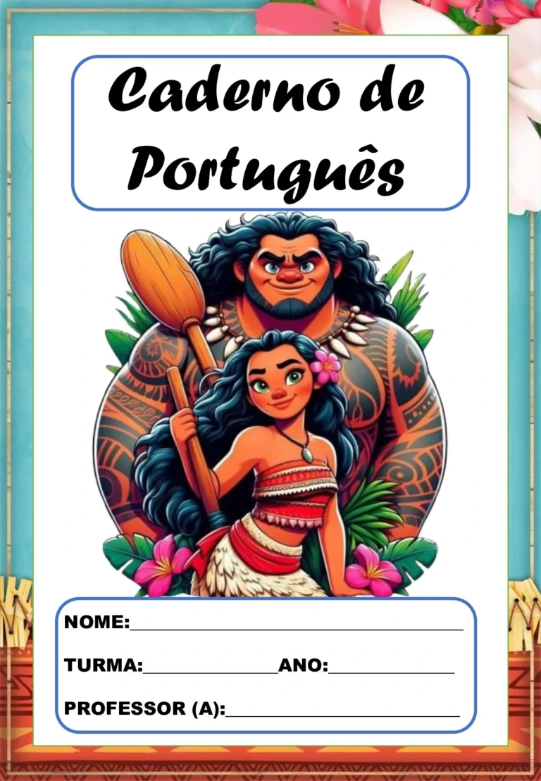 Kit capas de caderno Moana em PDF para imprimir
