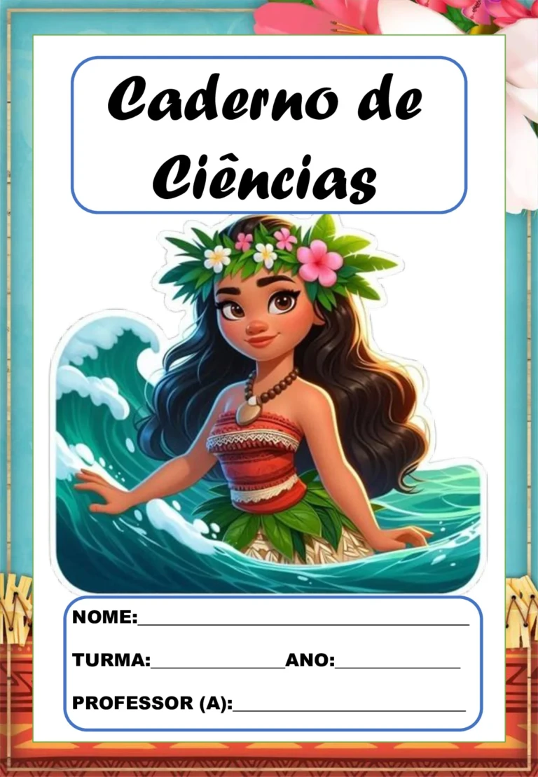 Kit capas de caderno Moana em PDF para imprimir - Imagem 3