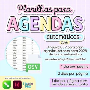 Planilhas para Agendas 2026
