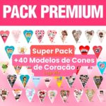 Pack Premium + 50 Moldes de Cones de Coração