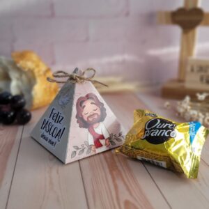 Caixa pirâmide Páscoa bombom em PDF