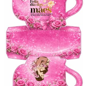 Arquivo Digital Caixa Bule Dia das Mães - Rosa Glitter