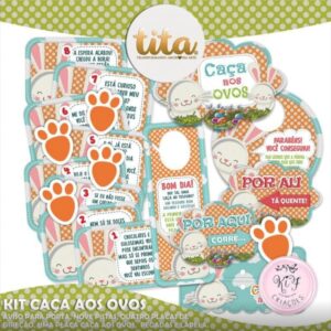Kit Arquivos de Corte Páscoa Caça aos Ovos PDF + PNG