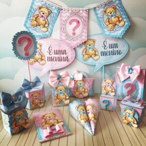 Arquivo Digital de Chá revelação ursinho rosa e azul - Lina criativa