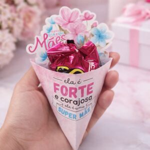 Arquivo Digital Mini Cone Mimos Dia Das Mães - Molde PDF