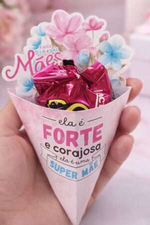 Arquivo Digital Mini Cone Mimos Dia Das Mães - Molde PDF