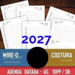 Arquivo Digital Agenda 2027 A5 Datada Clean Costura e Folhas