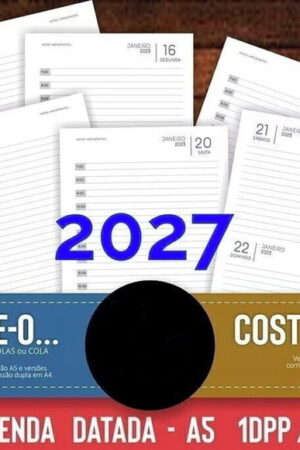 Arquivo Digital Agenda 2027 A5 Datada Clean Costura e Folhas